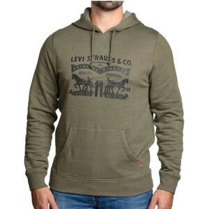 Levi Strauss & Co Drawstring Hooded Pullover Sweater Green Size L